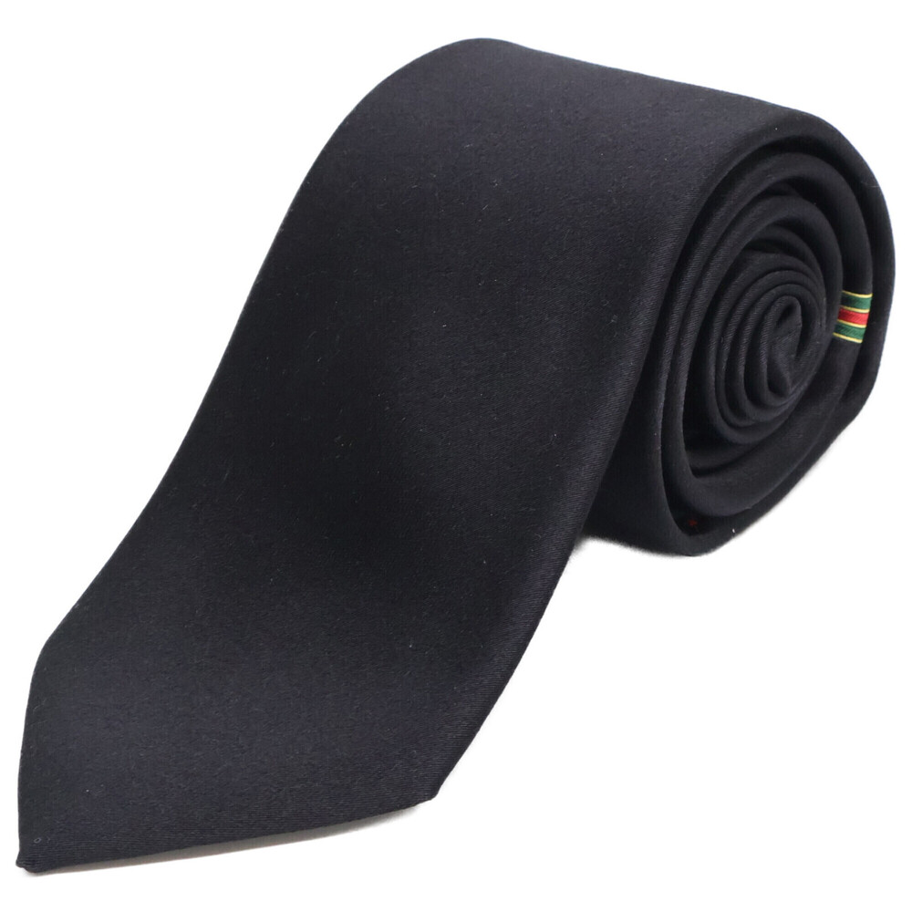 GUCCI 621511 4E009 Sherry Line Interlocking G Silk Tie 148 x 7 cm Black Men's